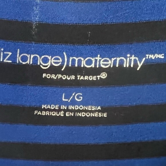 Liz Lange Maternity blue and black striped tunic top size large - Picture 3 of 4